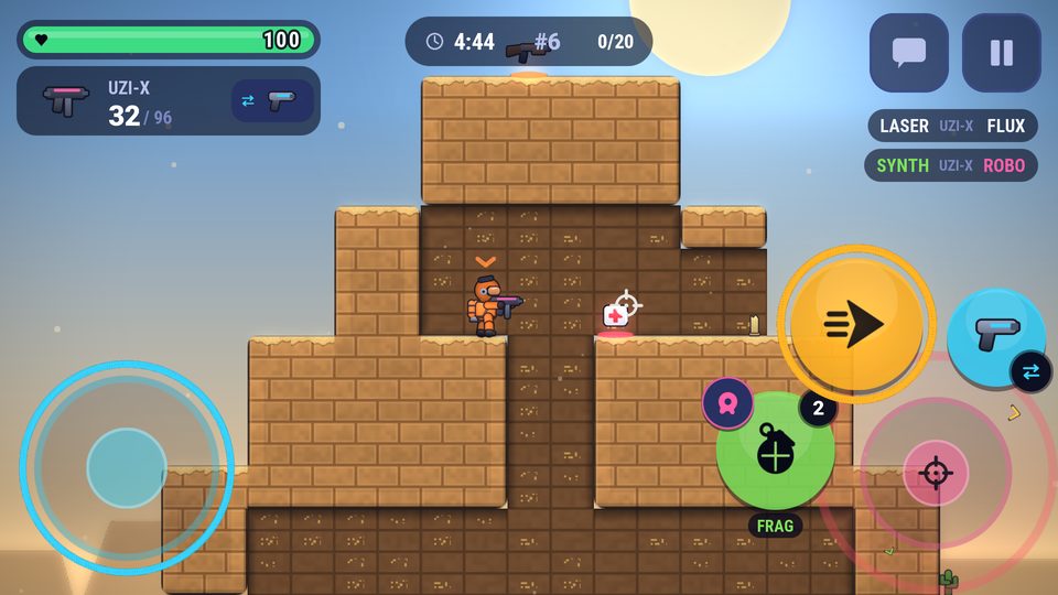 Battleia gameplay in Dune Ruins: a soldier on a sandstone pyramid under a bright sky