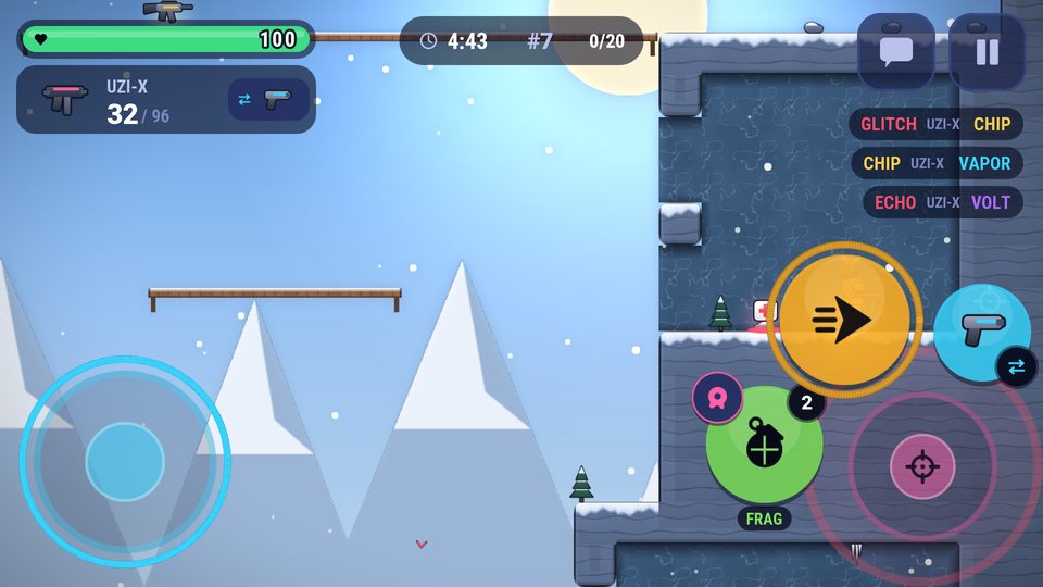 Battleia gameplay in Frost Peak: snowy cliffs and an ice cave on a frozen mountain